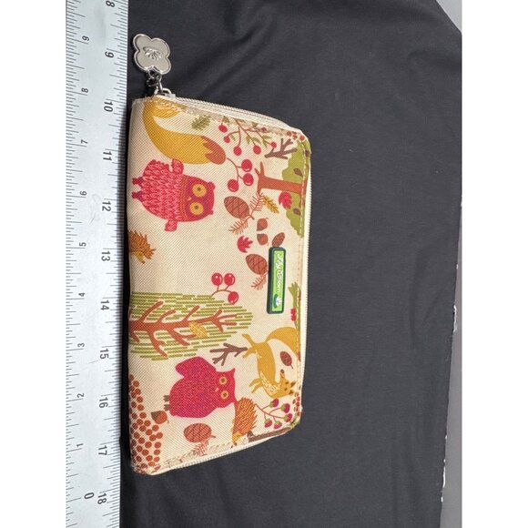 Lily Bloom Woodland Animal Print Wallet With Zipper & Bright Green Interior - Picture 4 of 5